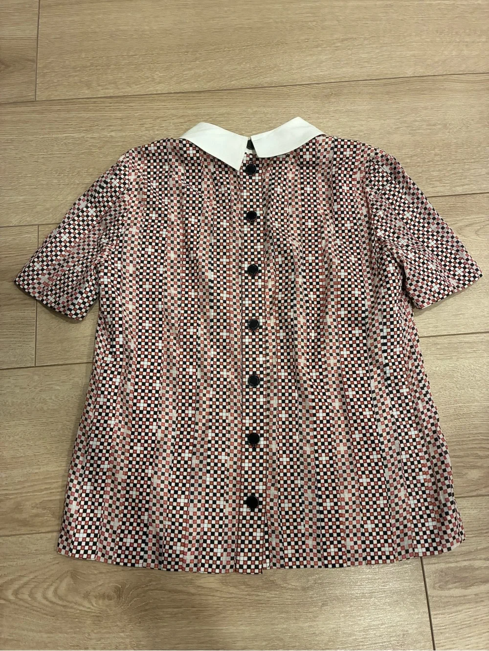 Tory Burch Women’s Cotton Silk Back Button Printed Collared Top Size 0